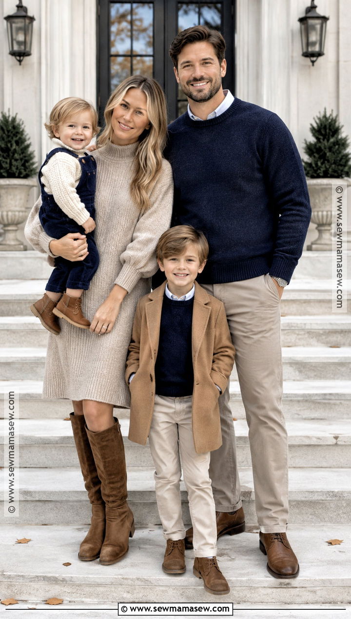 Greige and Navy Family Photo Outfits - 15 family photo outfits neutral fall