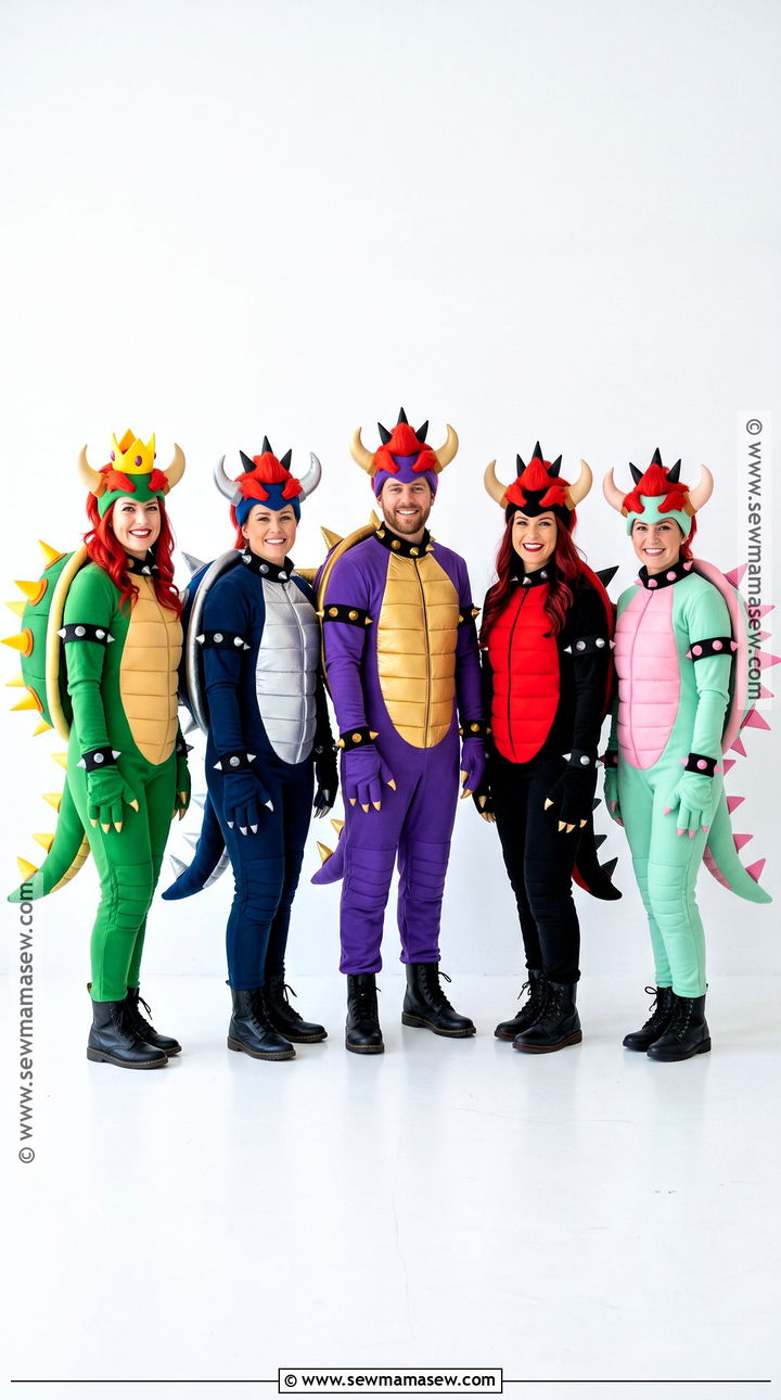 Group Bowser Cosplay With Color Variations - 30 bowser cosplay ideas