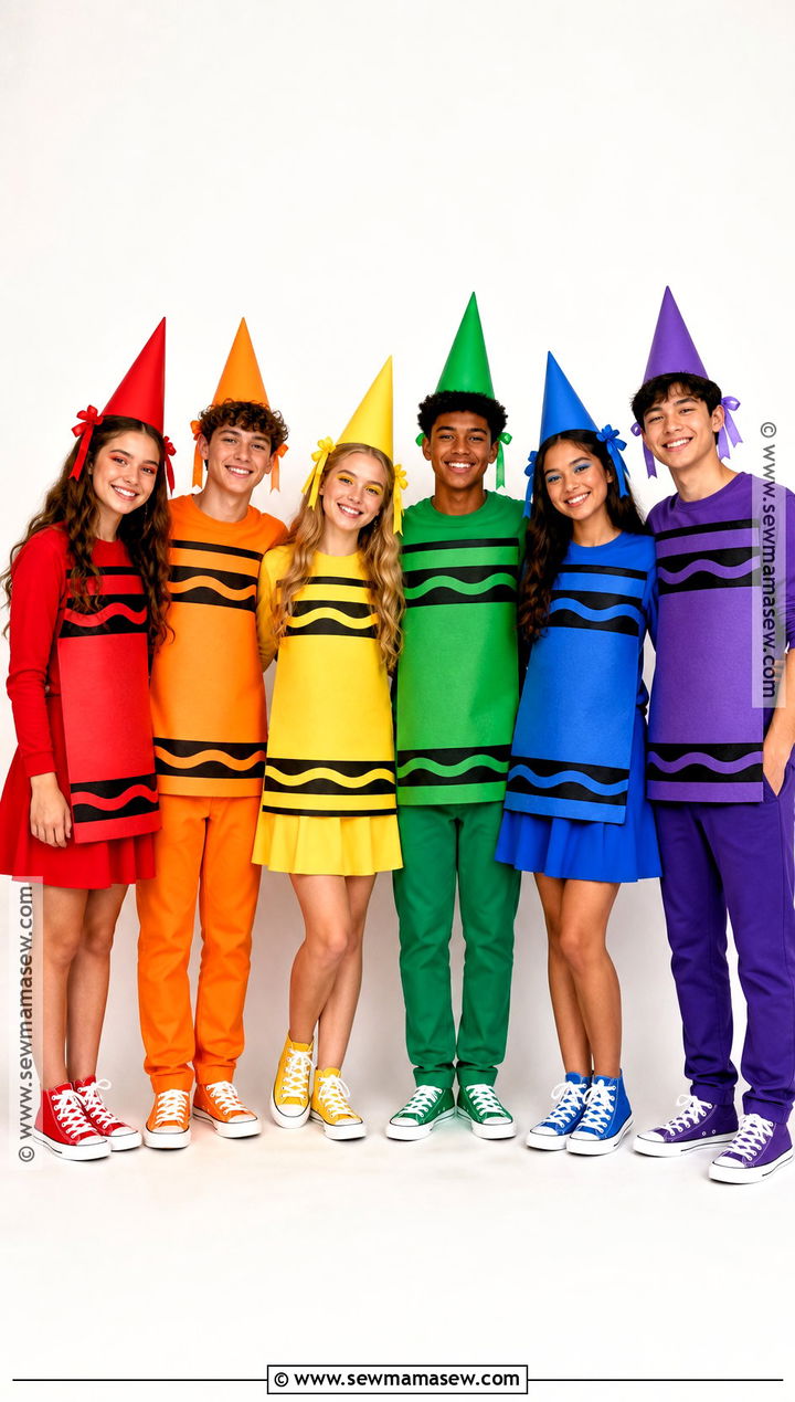 Group Crayon Costume With Colorful Tunics - 30 teen costumes