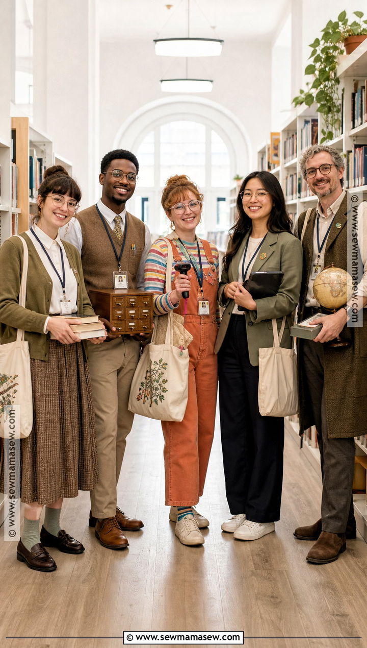 Group Librarian Costume With Library Staff - 30 librarian costume ideas