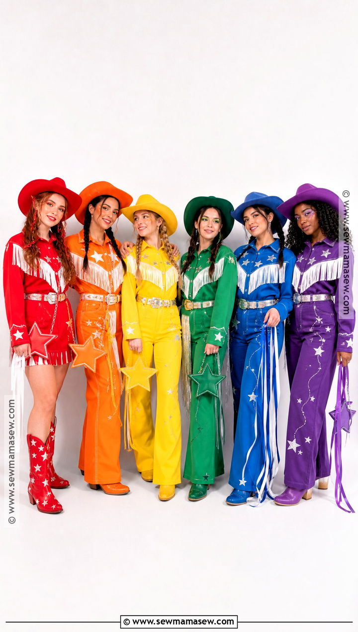 Group Rainbow Cowgirl Costume - 45 cowgirl halloween costumes