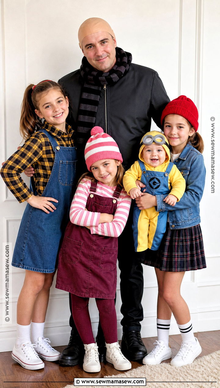 Gru Daughters And Minion Baby Costume - 30 minion family costume ideas