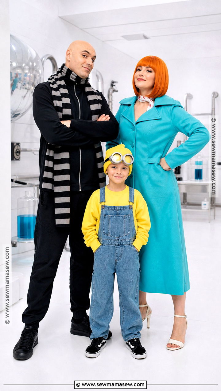Gru Lucy And Minion Family Costume - 30 easy family costumes for 3