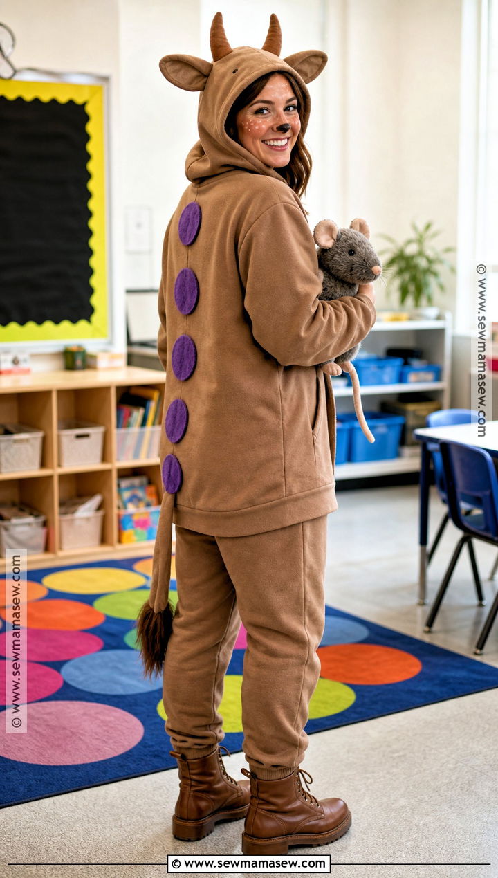 Gruffalo Costume With Brown Faux Fur - 30 teacher book week costume ideas