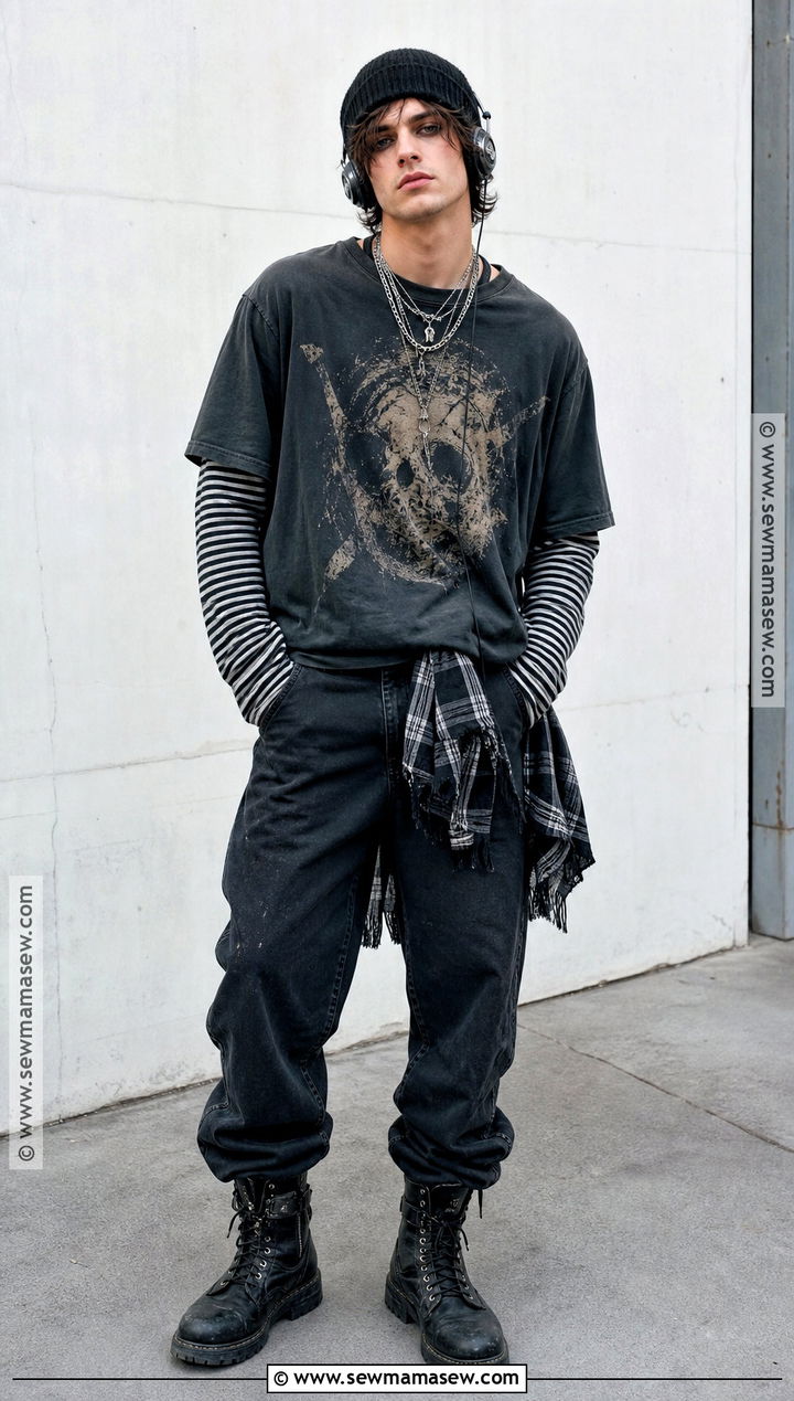 Grunge Costume With Plaid Layers - 30 aesthetic costumes
