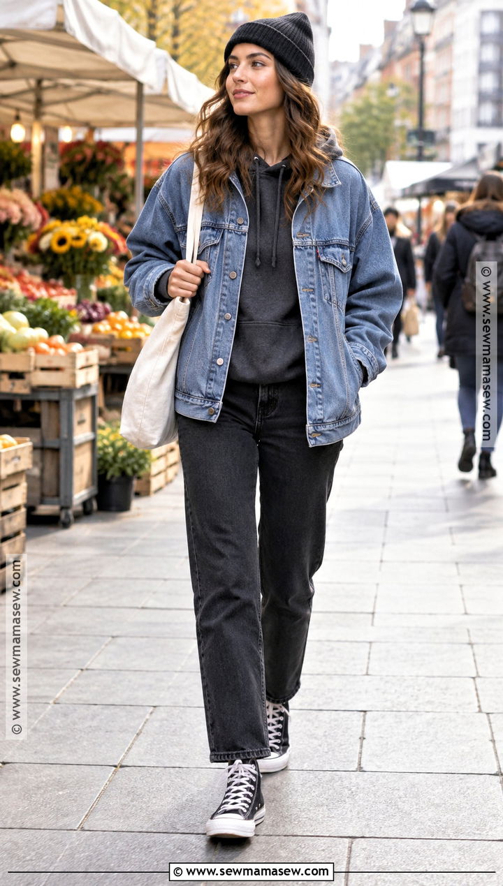 Grunge Denim Jacket Outfit With Black Jeans - 15 grunge chic fall outfits