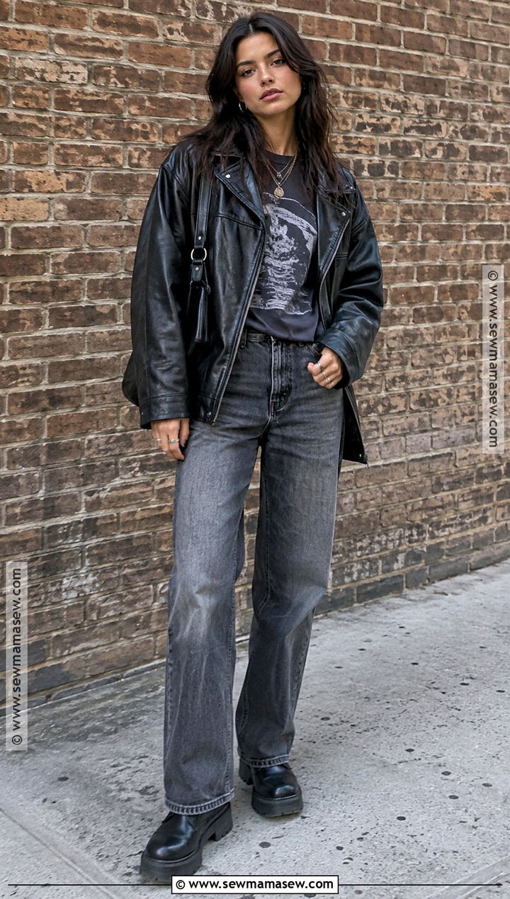Grunge Leather Jacket Fall Outfit - 15 fall 2026 outfit aesthetic ideas