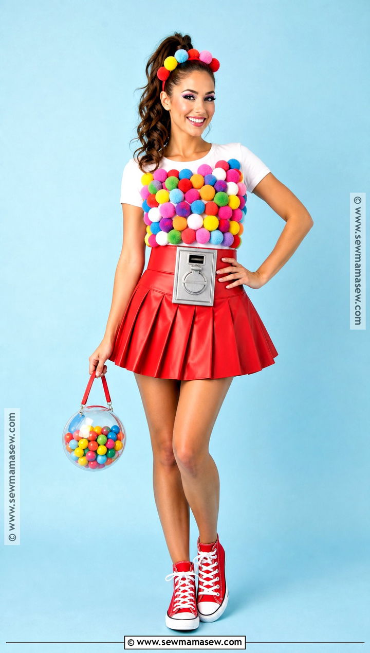 Gumball Machine Costume With A Red Skirt - 40 cute easy halloween costumes