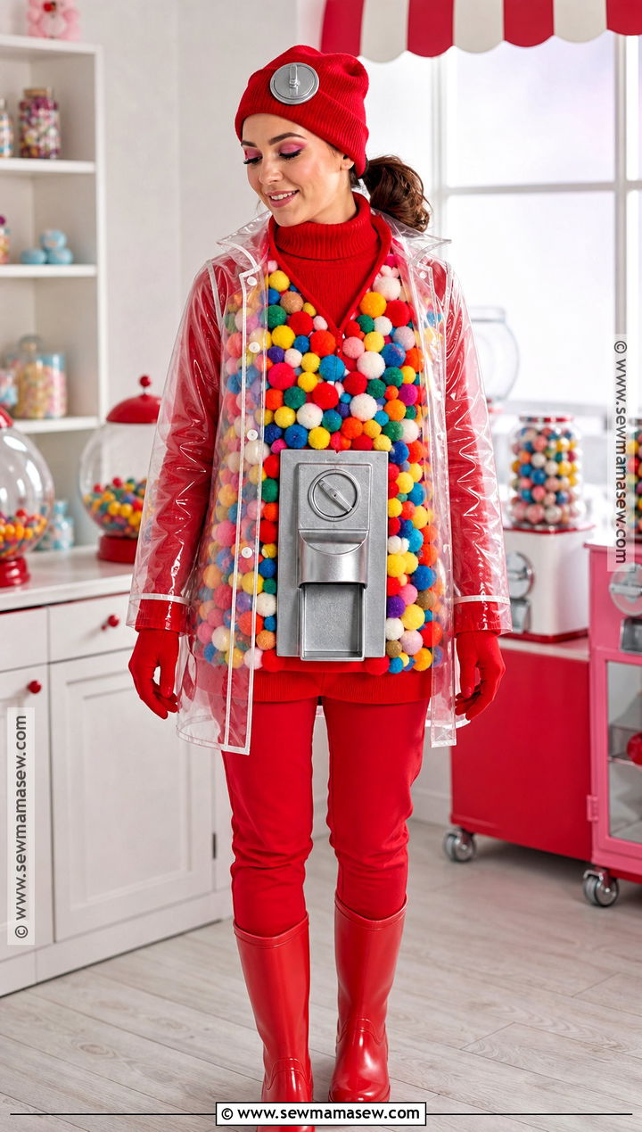 Gumball Machine Costume With Clear Raincoat - 40 warm halloween costumes