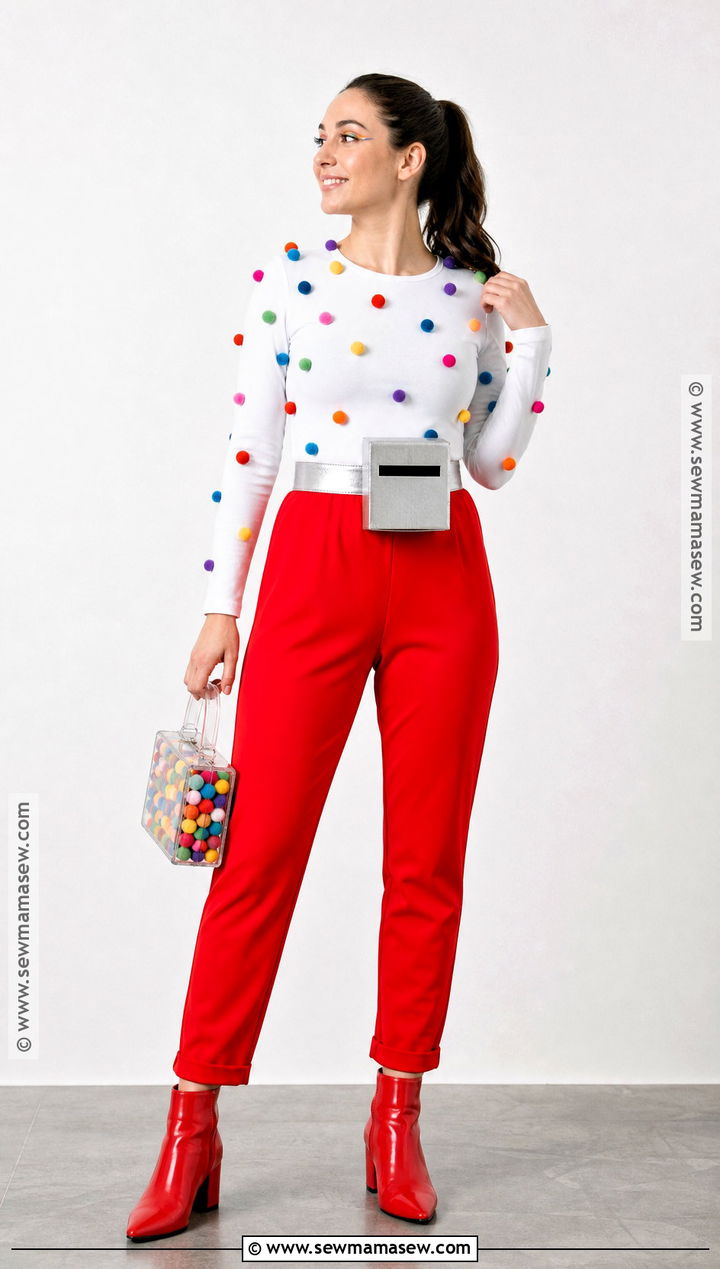 Gumball Machine Costume With Colorful Pom Poms - 35 halloween costumes one person