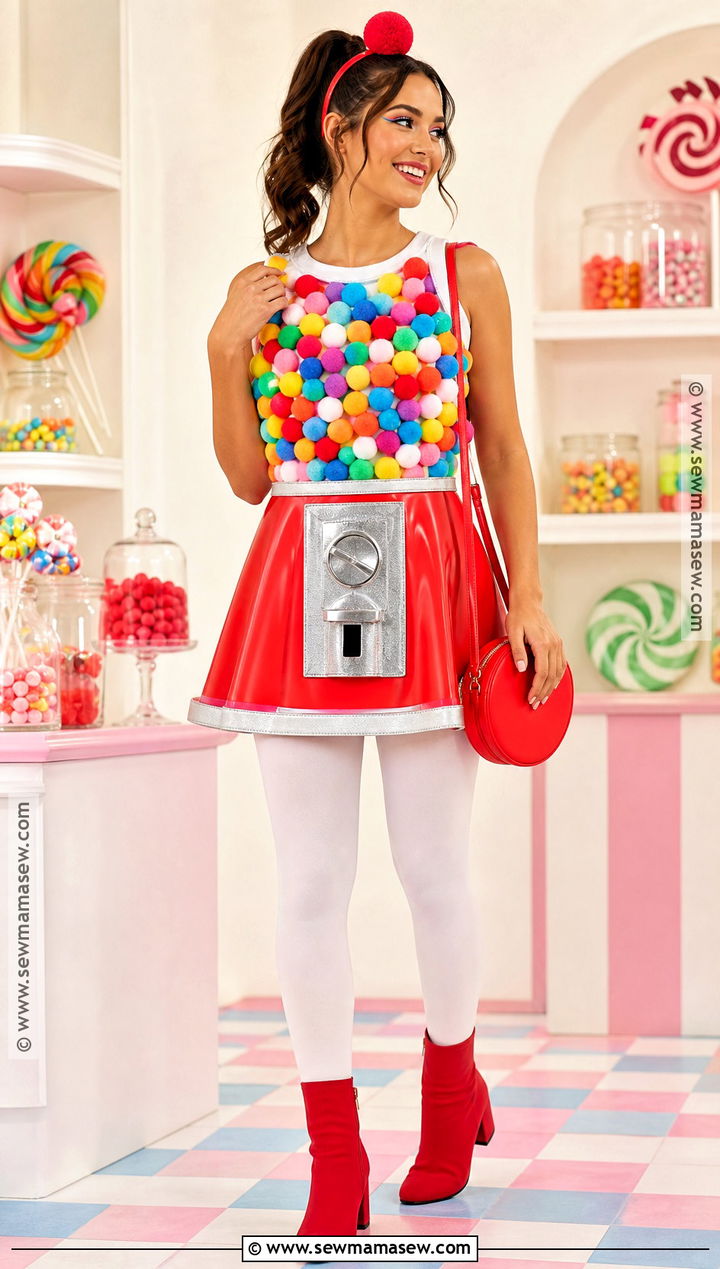 Gumball Machine Costume With Colorful Pom Poms - 30 Fun Halloween Costumes for Women