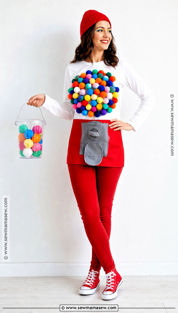 Gumball Machine Costume With Pom Poms - 30 Easy Homemade Halloween Costumes