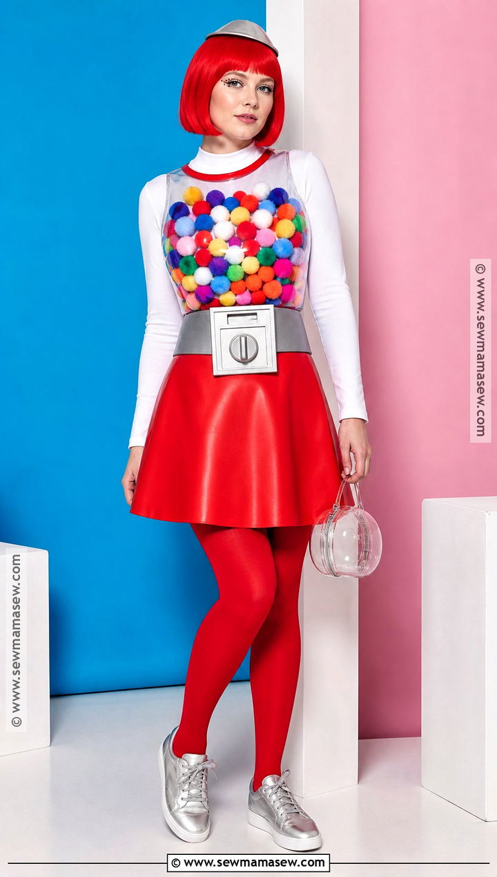 Gumball Machine Costume With Red Skirt - 30 Candy Land Costumes for Women