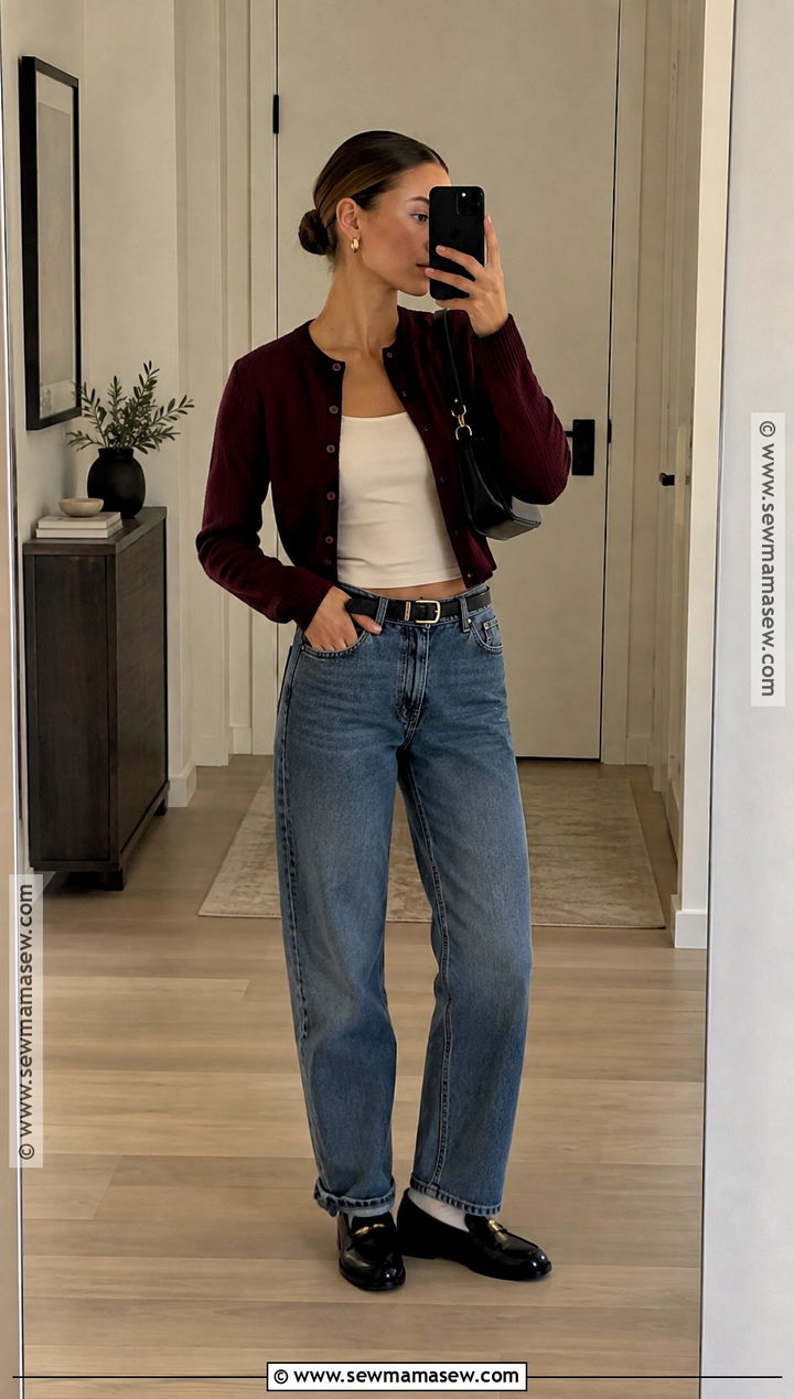 Hailey Baldwin Cropped Cardigan And Loose Jeans Outfit - 15 hailey baldwin style fall ideas