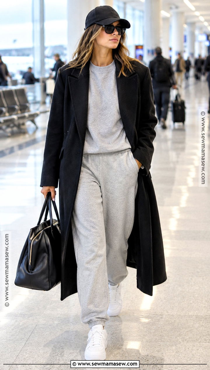 Hailey Baldwin Gray Sweats And Long Coat Outfit - 15 hailey baldwin style fall ideas