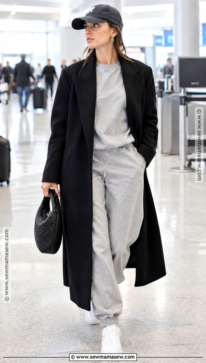 Hailey Bieber Gray Sweats And Long Coat Outfit - 20 hailey bieber fall style ideas