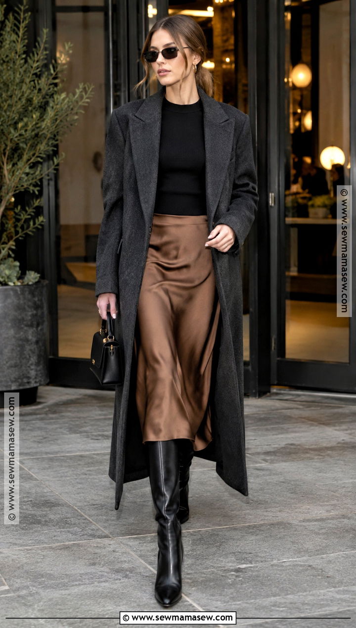 Hailey Bieber Long Coat And Slip Skirt Outfit - 20 hailey bieber autumn style ideas