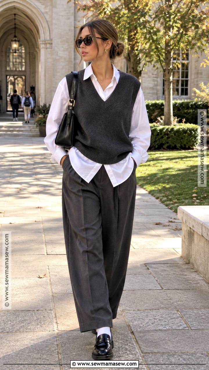 Hailey Bieber Sweater Vest And Trousers Outfit - 20 hailey bieber autumn style ideas