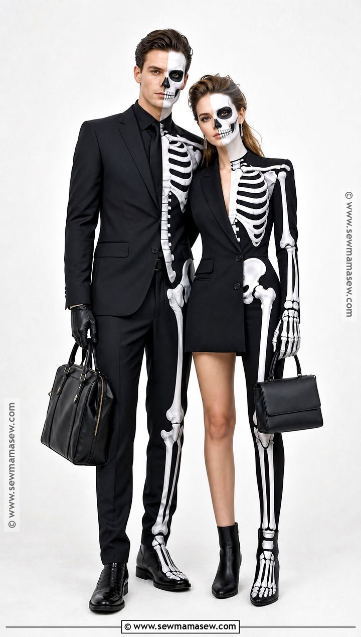 Half Skeleton Couple Costume - 30 Skeleton Couple Costume Ideas