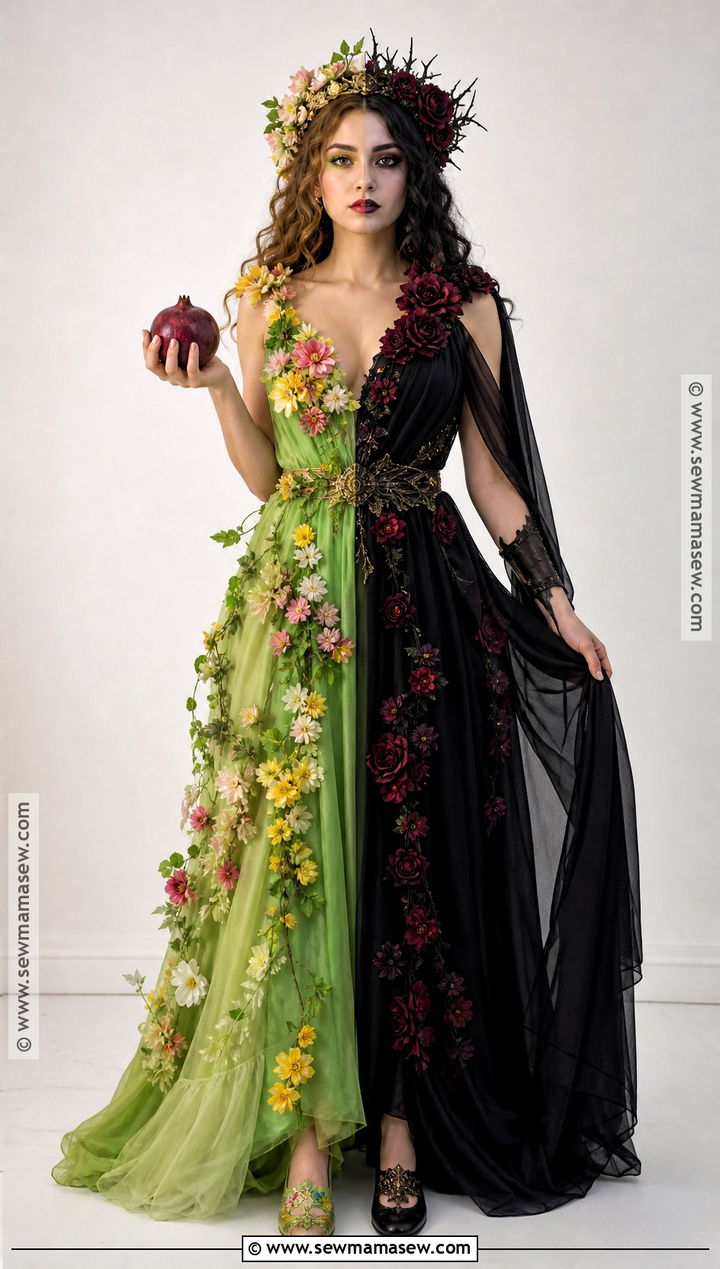 Half Spring Half Underworld Persephone Costume - 40 Persephone Costume Ideas