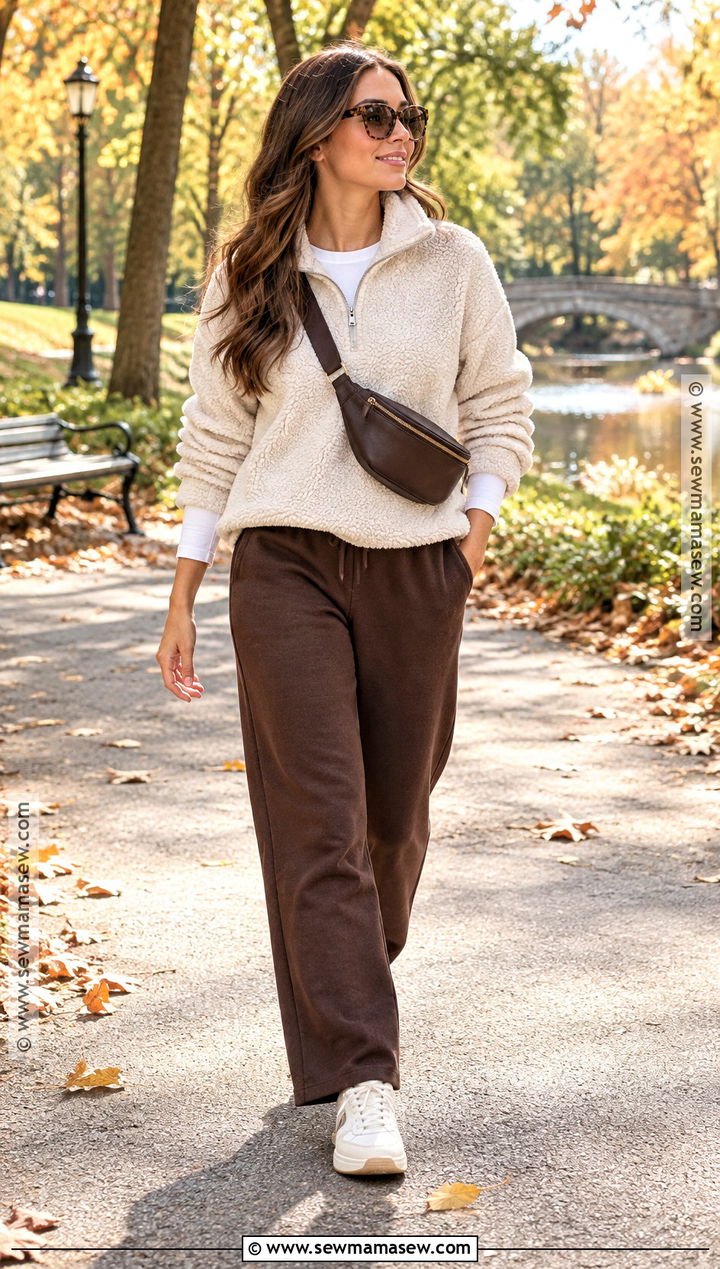 Half Zip Fleece And Sweatpants Outfit - 20 fall sweats outfits