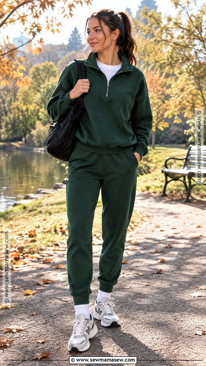 Half Zip Pullover And Joggers Fall Lounge Outfit - 20 lounge fall outfits