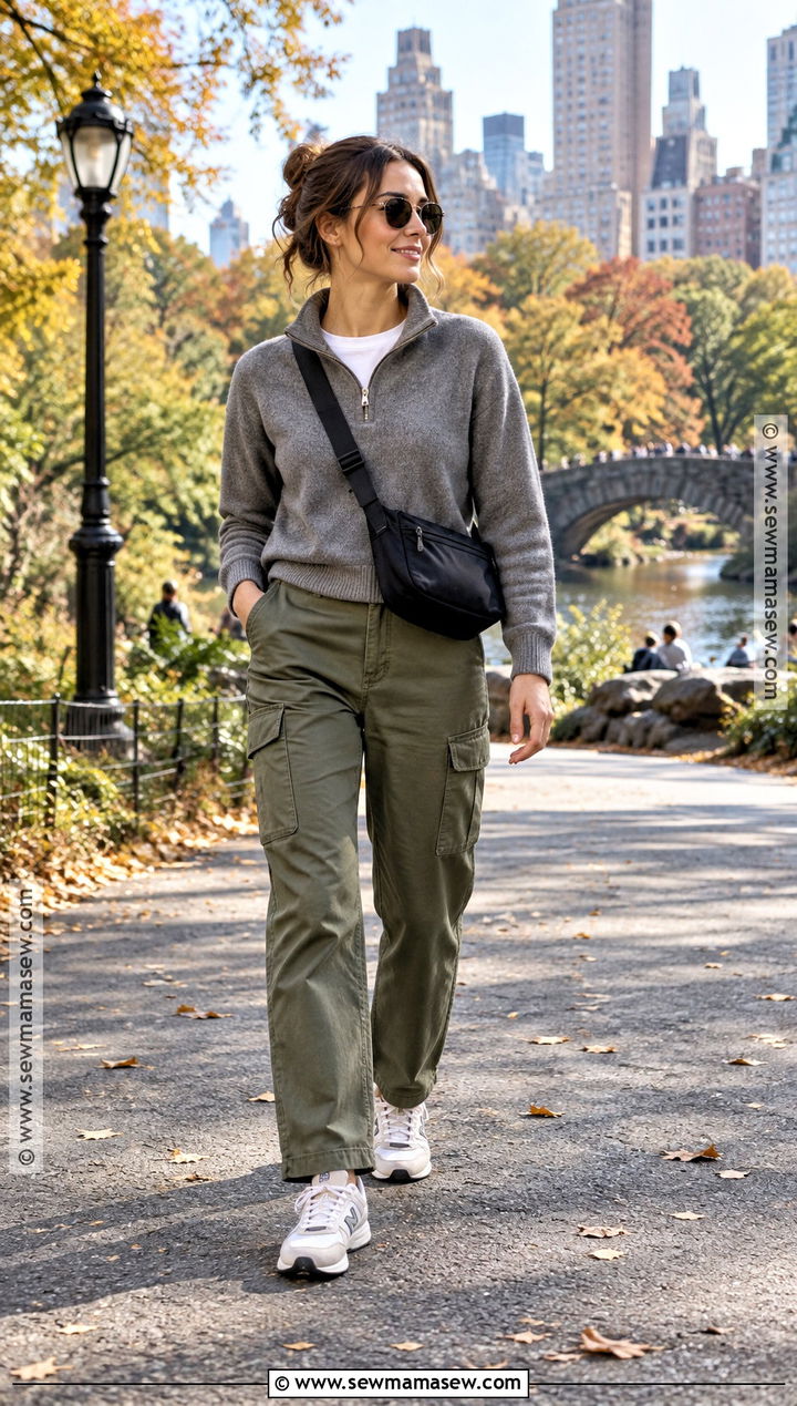 Half Zip Sweater With Cargo Pants - 25 fall sweater outfits