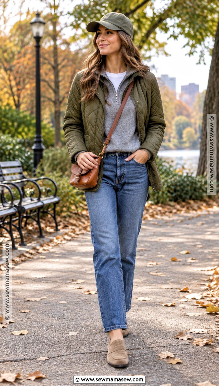 Half Zip Sweater With Straight Leg Jeans - 15 fall fashion sweater style ideas