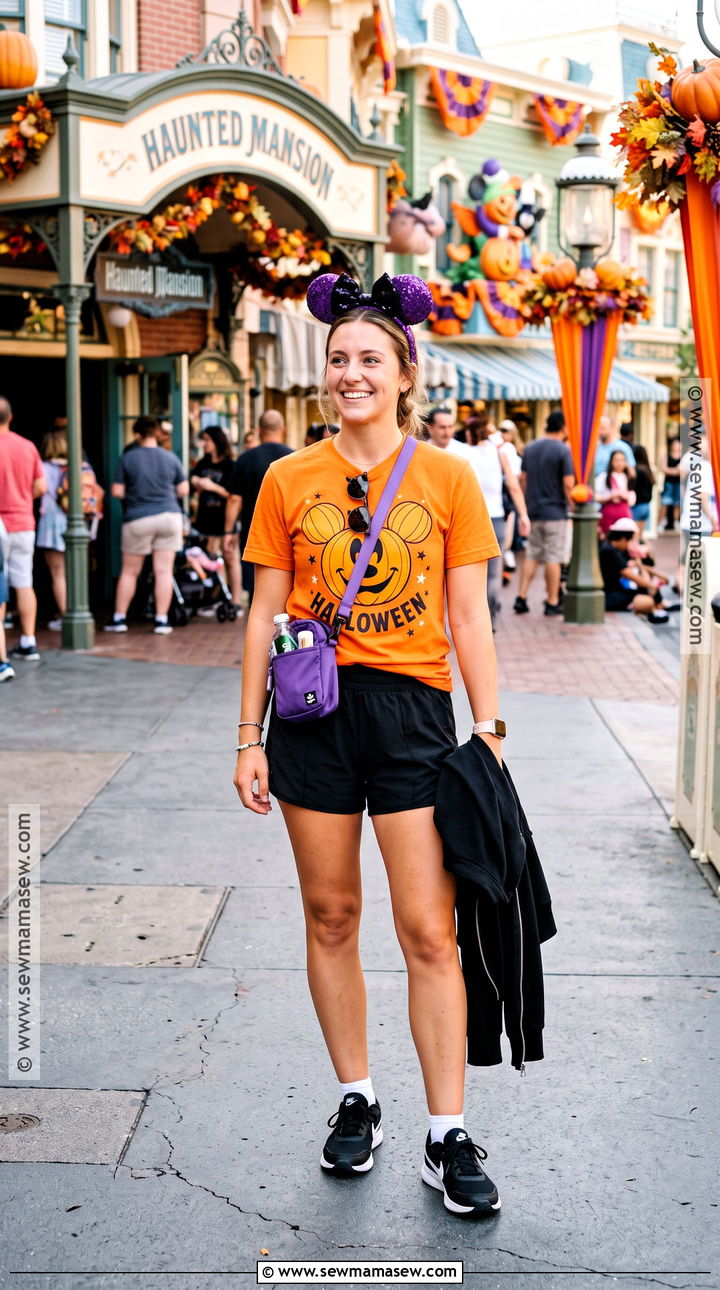 Halloween Disney T Shirt And Black Shorts Disneyland Outfit - 15 Disneyland Outfits September