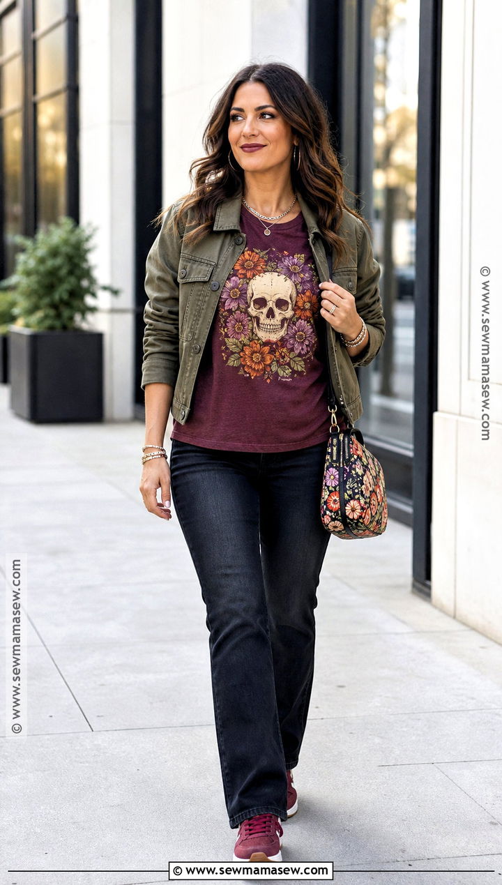 Halloween Floral Skull Shirt - 30 Halloween Shirt Design Ideas