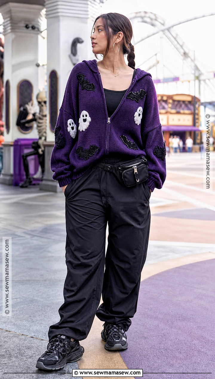 Halloween Knit Hoodie With Parachute Pants - 35 halloween sweater ideas