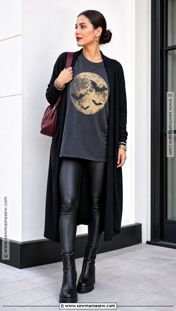 Halloween T Shirt With Faux Leather Leggings - 30 halloween tshirt ideas