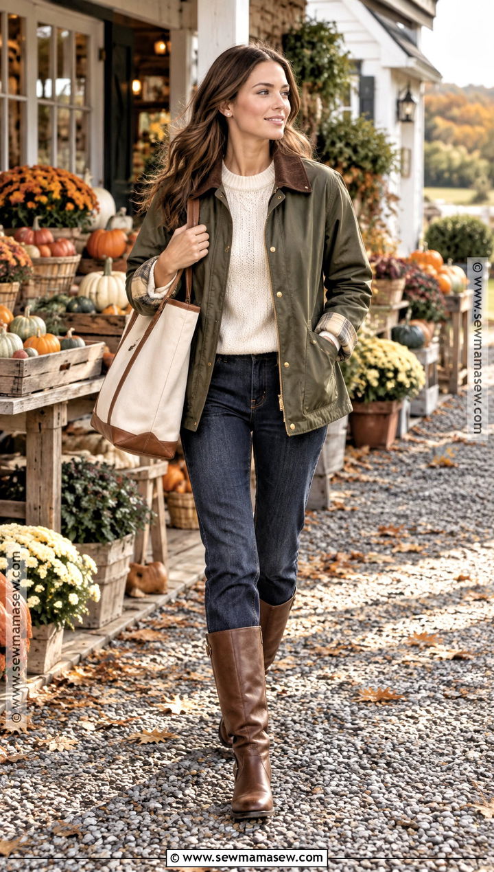 Hamptons Barn Jacket And Straight Leg Jeans Outfit - 20 hamptons fall outfit ideas