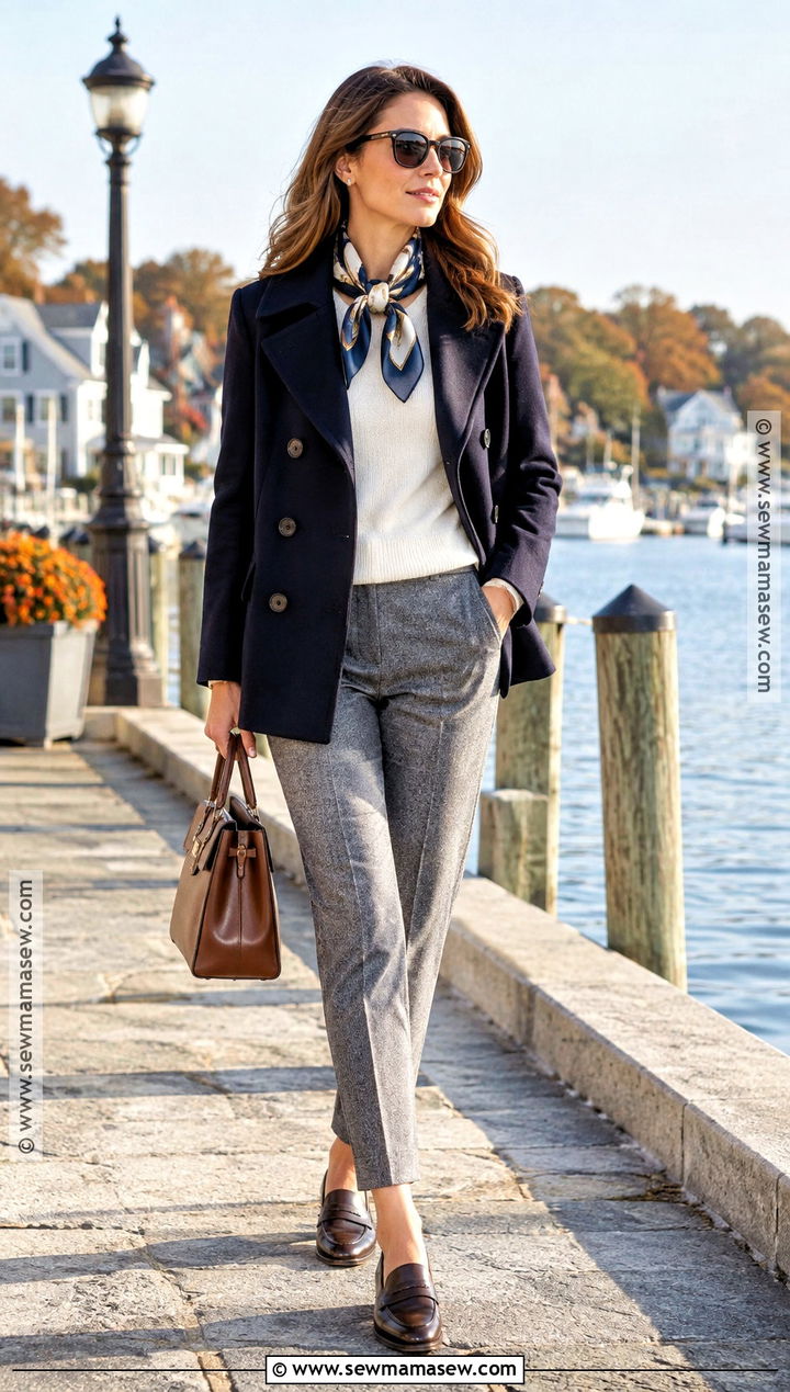 Hamptons Peacoat And Cropped Trousers Outfit - 20 hamptons fall outfit ideas