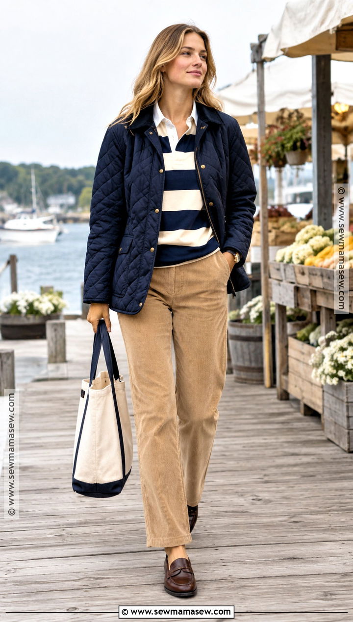 Hamptons Rugby Shirt And Corduroy Pants Outfit - 20 hamptons fall outfit ideas