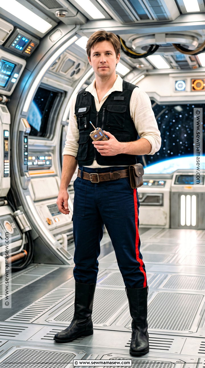 Han Solo Costume With Black Vest - 30 short brown hair costume ideas