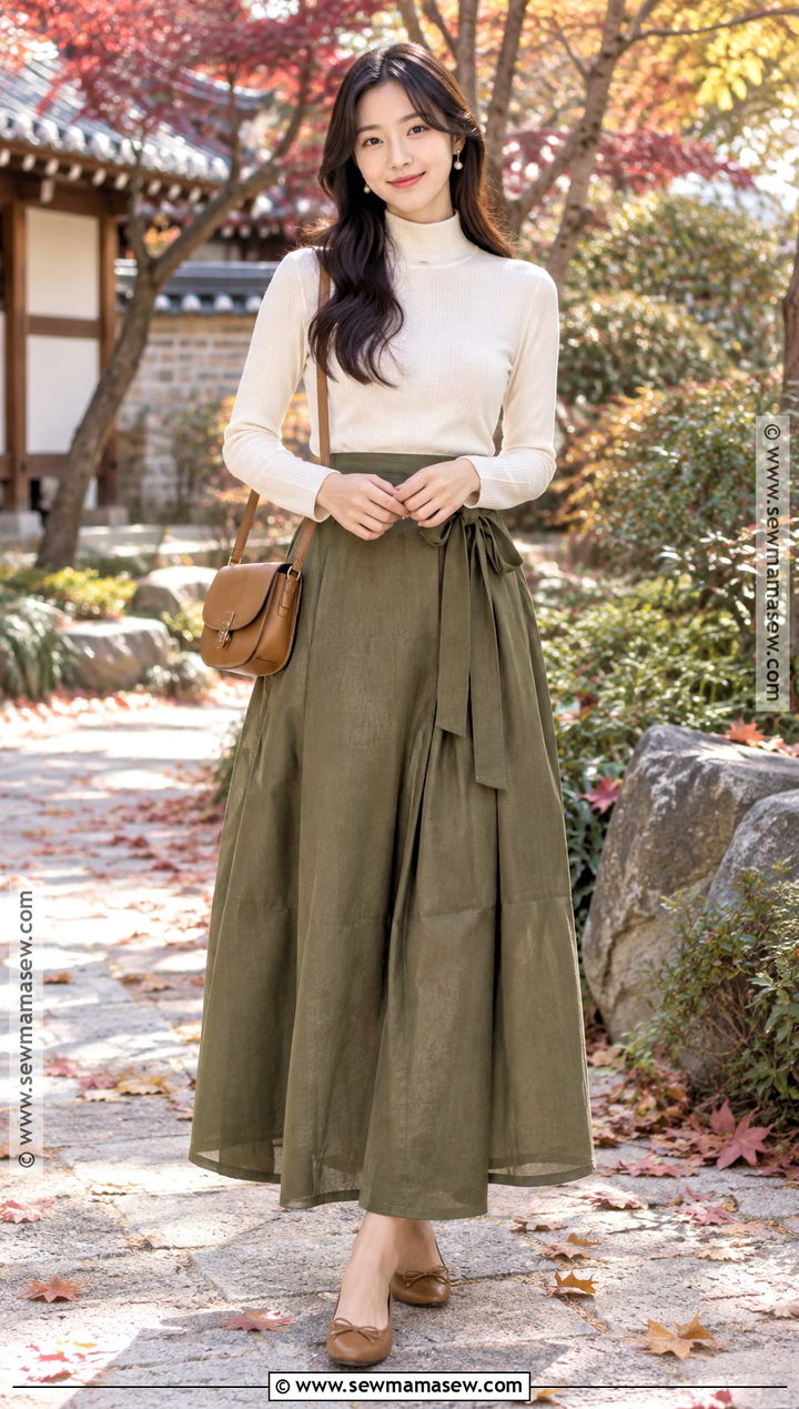 Hanbok Skirt And Knit Top Outfit - 15 korean thanksgiving outfits