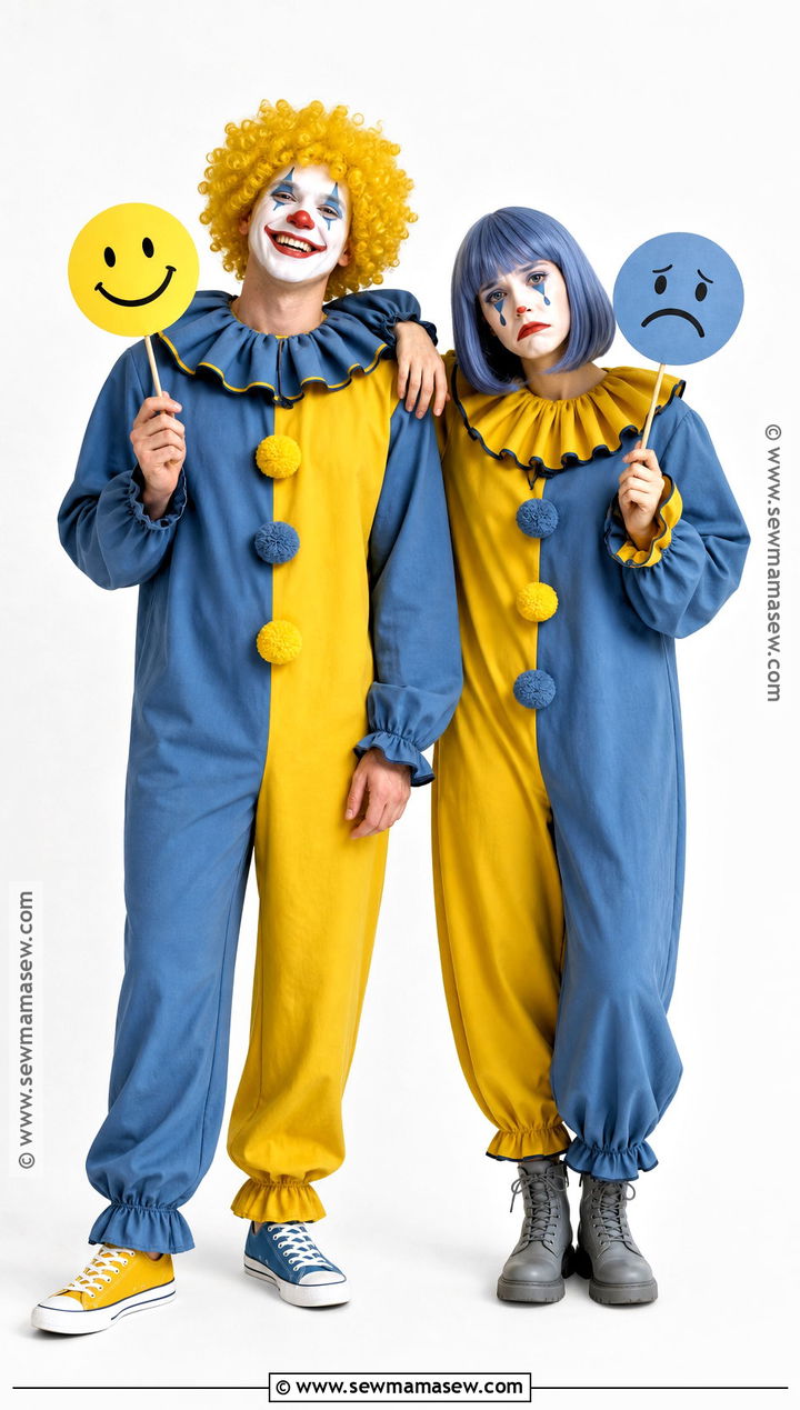 Happy And Sad Clown Couple Costume - 30 clown couple costume ideas