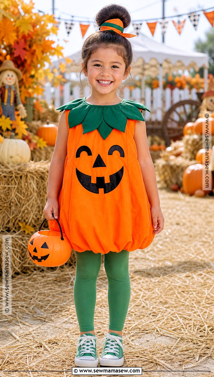 Happy Pumpkin Costume With Green Tights - 40 halloween costume ideas for girls