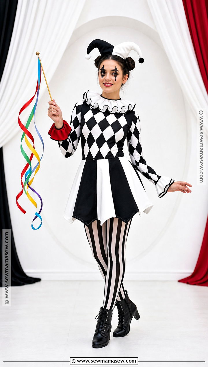 Harlequin Jester Costume With Diamond Print - 40 aesthetic halloween costumes