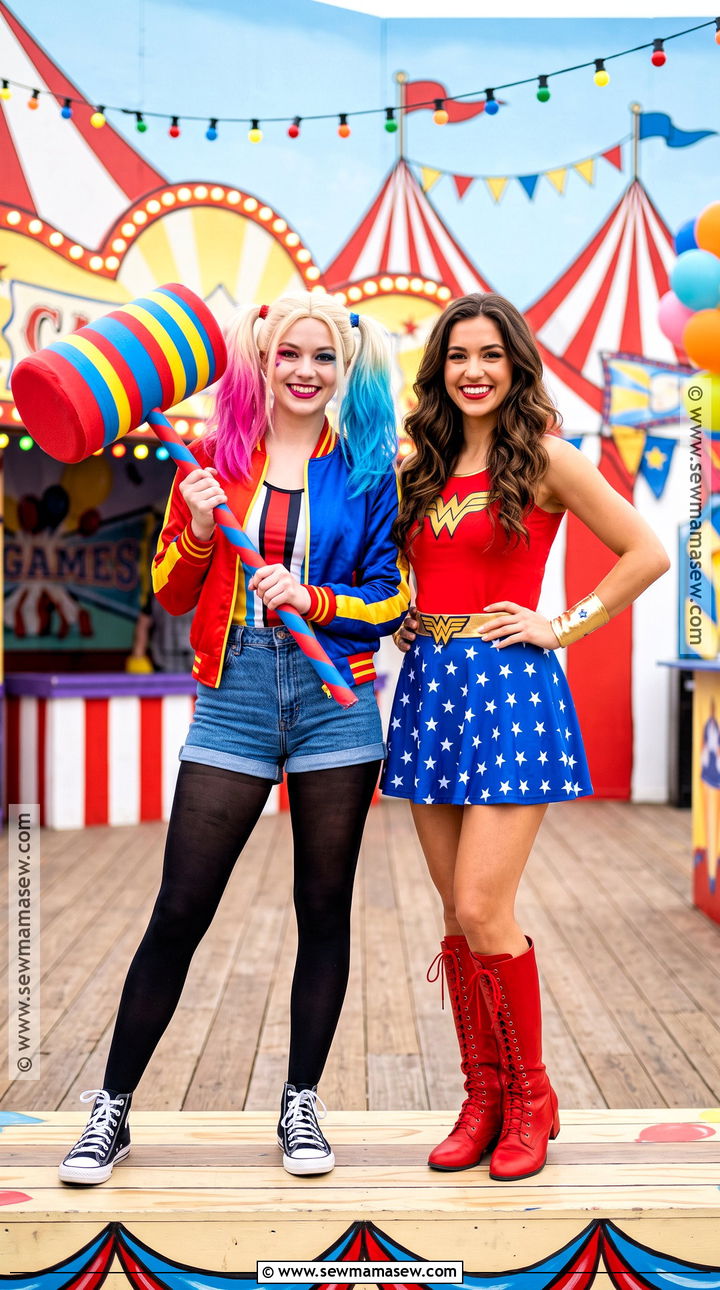 Harley Quinn And Wonder Woman Costume - 30 brunette and blonde halloween costumes