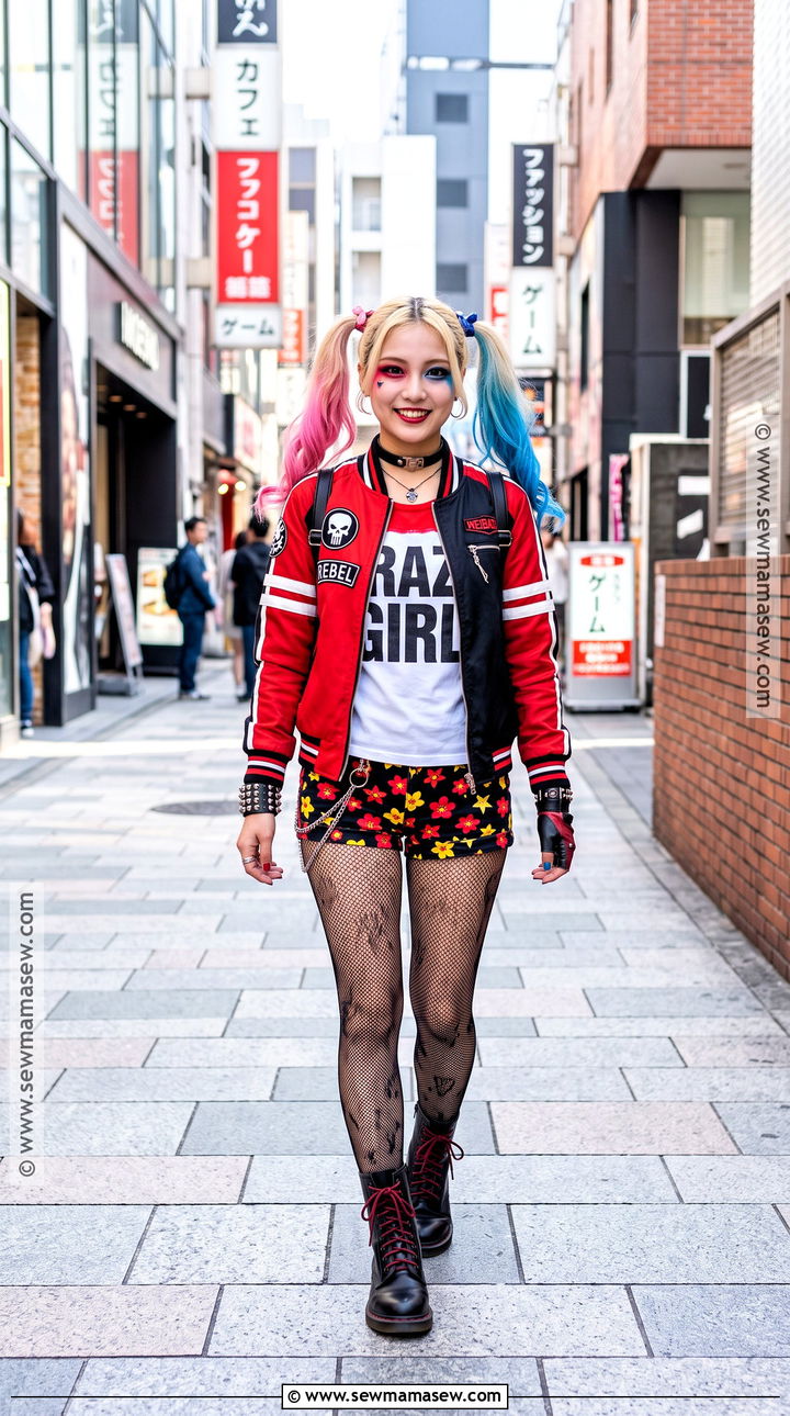 Harley Quinn Cosplay With Red And Black Jacket - 40 female cosplay ideas