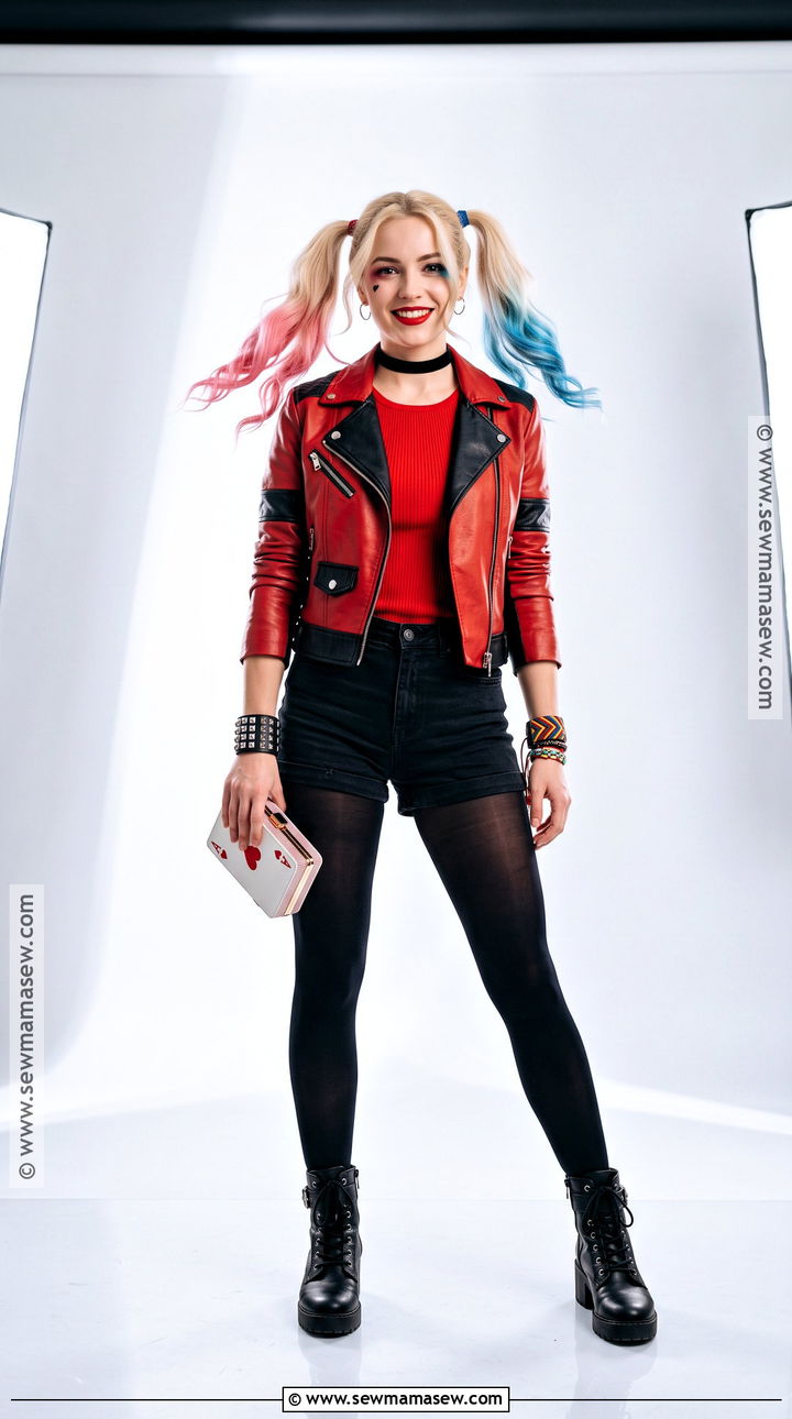 Harley Quinn Cosplay With Red And Black Outfit - 30 simple cosplay ideas for women