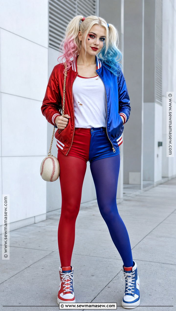 Harley Quinn Cosplay With Red And Blue Jacket - 30 cosplay outfits for females