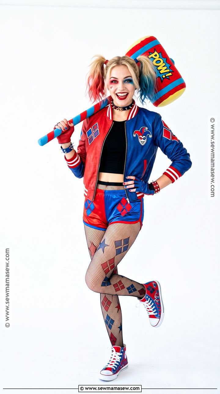 Harley Quinn Cosplay With Red And Blue Makeup - 30 maquillaje cosplay ideas