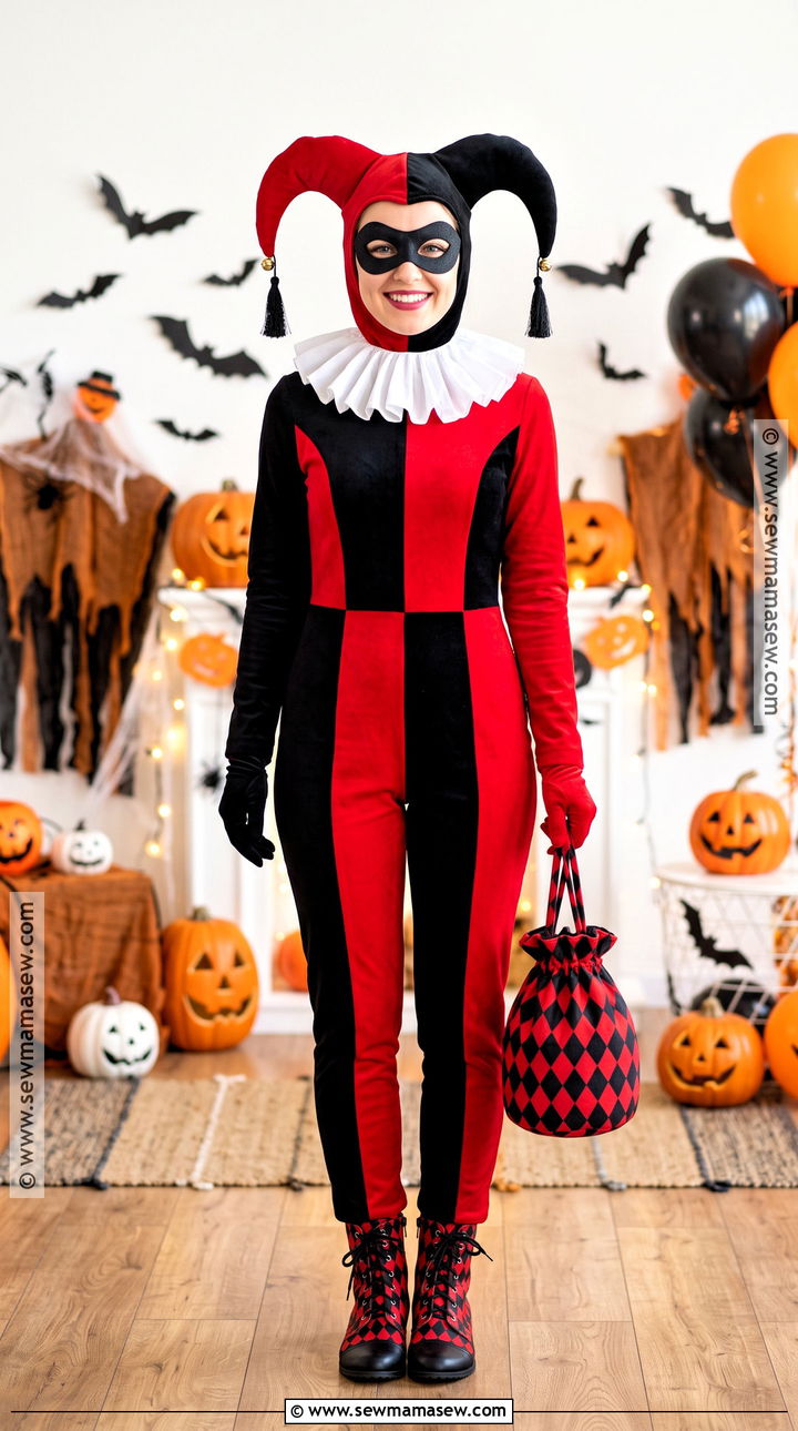 Harley Quinn Costume With Jester Bodysuit - 30 dc characters costumes