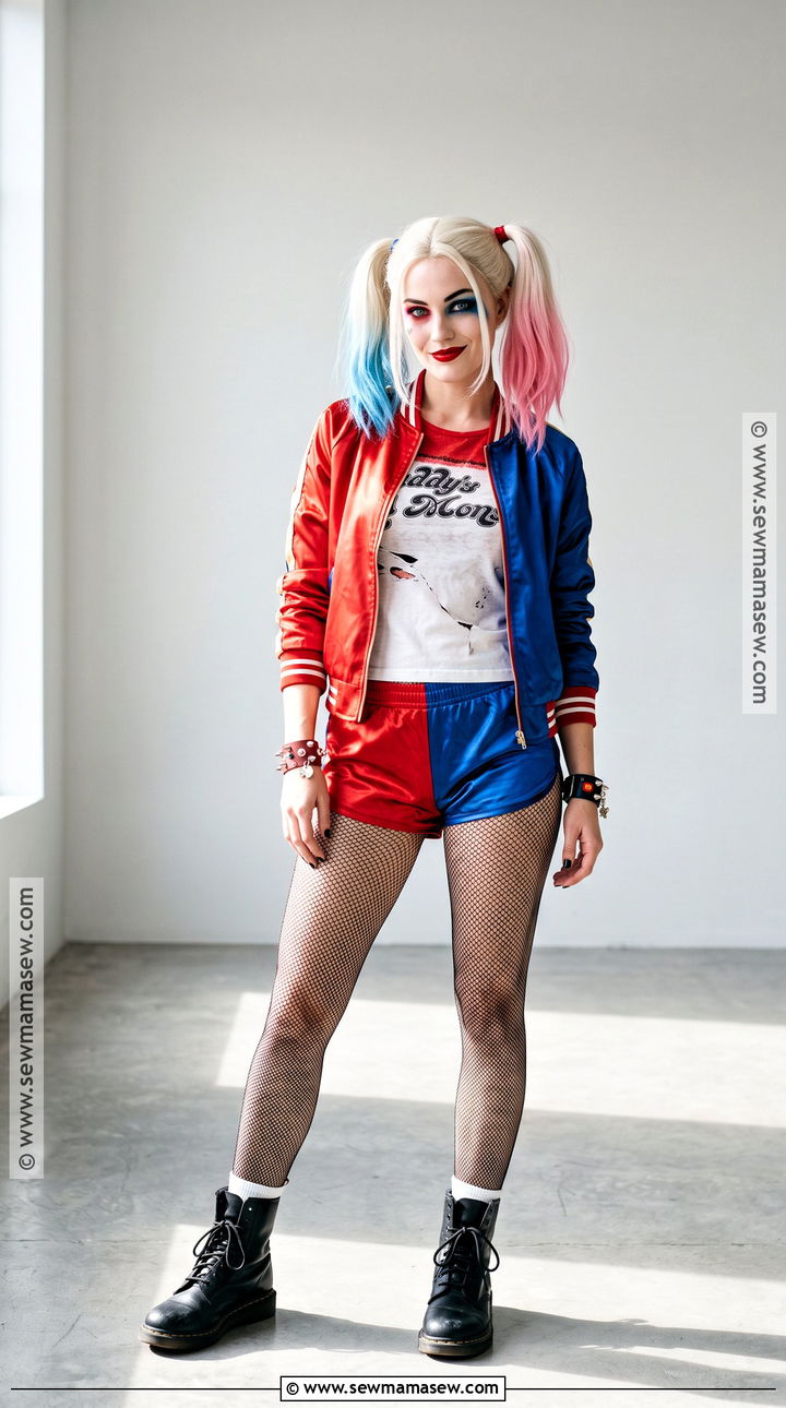 Harley Quinn Costume With Red And Blue Jacket - 30 character costume ideas