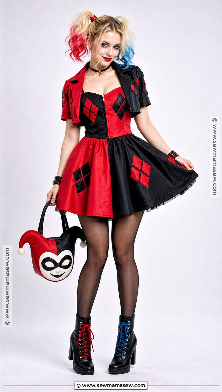 Harley Quinn Red And Black Cosplay Dress - 30 cosplay dress ideas