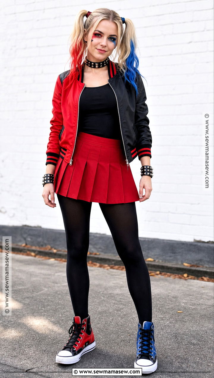 Harley Quinn Red And Black Costume - 30 Red Costume Ideas for Women