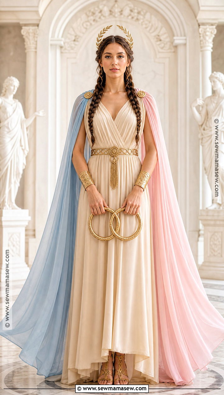 Harmonia Greek Goddess Costume With Two Tone Cape - 30 greek godesses costume halloween ideas